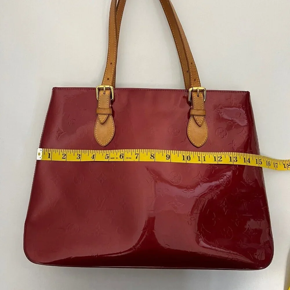 Louis Vuitton Tote Bag Brentwood Vernis Monogram Patent Leather Red Shoulder